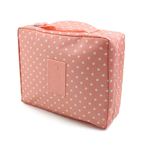 Ruilogod Rosa Punkt Muster Reißverschluss Tragbare Frau Makeup Kosmetiktasche Organizer Aufbewahrungstasche von Ruilogod