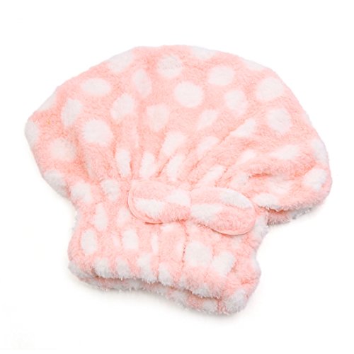Ruilogod Rosa-Punkt-Muster aus Mikrofaser Schnell trocknende Haar wickeln Cap Absorbent Dusche Hut Handtuch für Bath Spa von Ruilogod