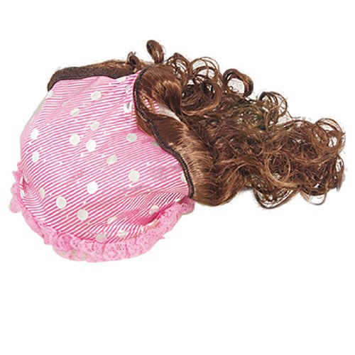 Ruilogod Rosa Streifen-Stirnband kurz braunes Haarschmuck-lockiges Perücken-Hut-Haarband von Ruilogod
