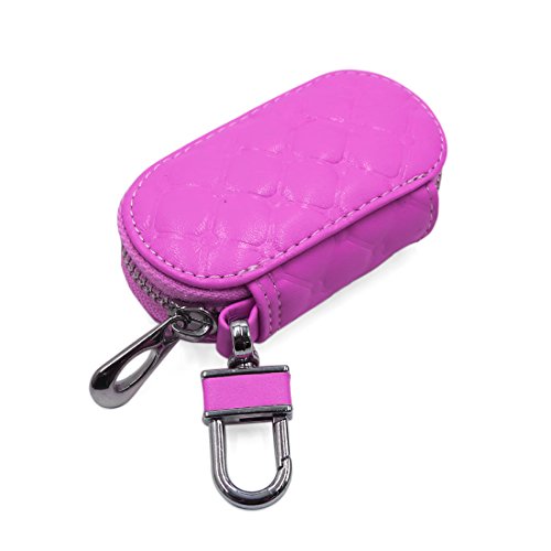 Ruilogod Rose Red Faux Leather Rhombus Design Key Münze Lagerhalter Reißverschlussbeutel für Auto von Ruilogod