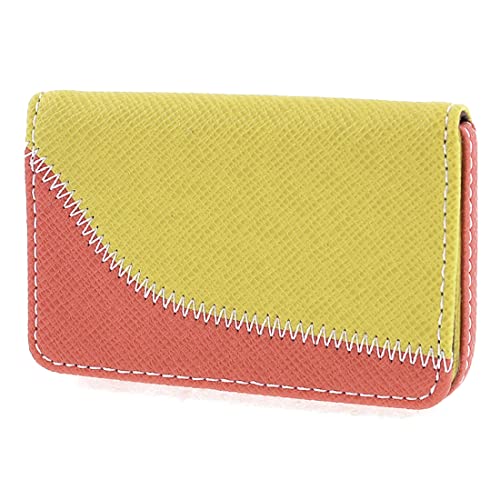 Ruilogod Rot gelb Lychee Kunstleder Flanell Futter Flap Visitenkarten Box Organizer von Ruilogod