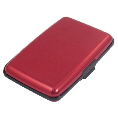 Ruilogod Rote Kunststofflegierung 7 Taschen Kredit-ID-Visitenkarten-Kasten-Kasten von Ruilogod