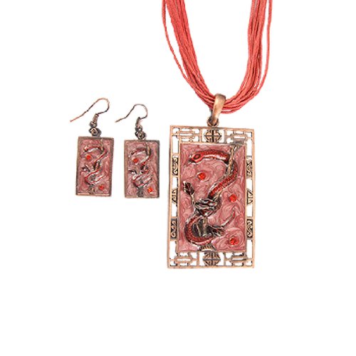 Ruilogod Rote Wachskabel Necklece Emaille Schlange Dekor Charme Ohrringe von Ruilogod