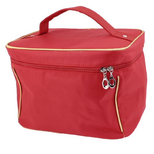 Ruilogod Rote gelbe Nylon-Oberfläche-Kosmetik-Makeup-Handtasche für Frauen von Ruilogod