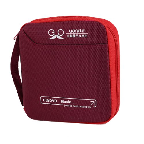 Ruilogod Roter Platz Nylon Oberfläche 32 Kapazität DVD-Halter-Beutel-Kasten für Auto von Ruilogod