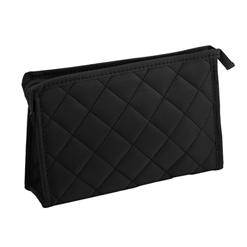 Ruilogod Schwarz Stitching Rauten Prints Zip up Kosmetik Make-up Tasche für Frauen von Ruilogod