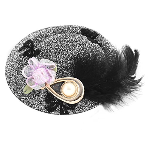 Ruilogod Schwarze Federimitation Pearl Schmetterling Dekor Top Hut Dame Haarspange von Ruilogod