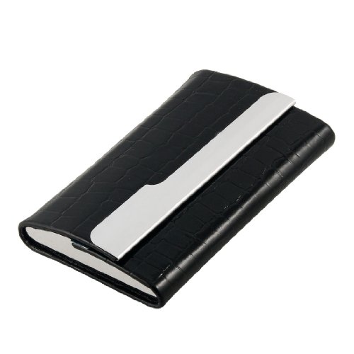 Ruilogod Schwarzer Krokodil-Druck Magnetische Klappenverschluss Kredit-Visitenkarteninhaber-Fall von Ruilogod