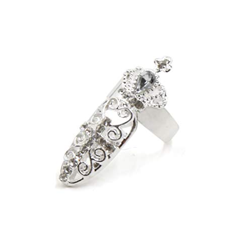 Ruilogod Silber Ton Krone Rhinestones Hohldekoration Frauen Partei Nägel Finger Ring von Ruilogod