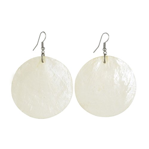 Ruilogod Silber Ton Kunststoff-Loop-Design Anhänger Angelhaken Ohrringe Beige Pair von Ruilogod