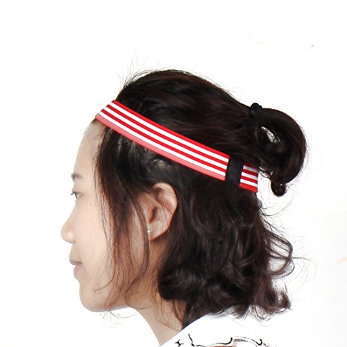 Ruilogod Stirnbänder elastisches Gewebe - PLUS Trendy-Haar-Riegel - Männer und Frauen-Sport-Streifen-Form, Rot, von Ruilogod