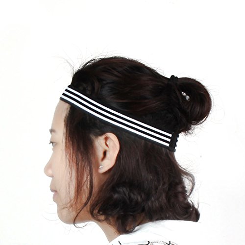 Ruilogod Stirnbänder elastisches Gewebe - PLUS Trendy-Haar-Riegel - Männer und Frauen-Sport-Streifen-Form Schwarz von Ruilogod