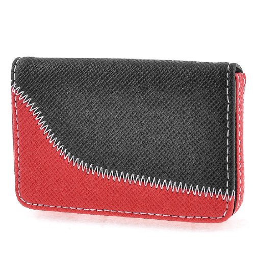Ruilogod Stitching Red schwarz Kunstleder Flanellfutter Flap Visitenkarte Organizer von Ruilogod