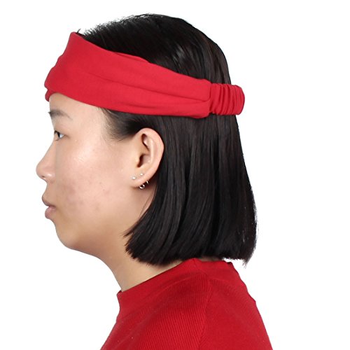 Ruilogod Stoff Outdoor Yoga Gym Sport Stretch Haarband HeadWrapps Schal Stirnband Rot von Ruilogod