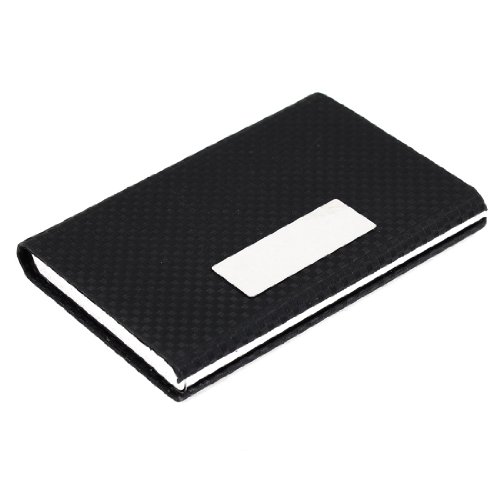 Ruilogod Strukturierter Kunst-Leder-beschichtetes Metall-Rechteck-Business-ID-Karten-Fall schwarz von Ruilogod