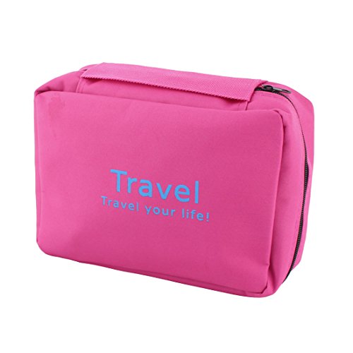 Ruilogod Tragbarer Kosmetik-Make-up-Aufbewahrungsbeutel-Hülle-Waschen-Organizer Hanging Bag Fuchsie von Ruilogod