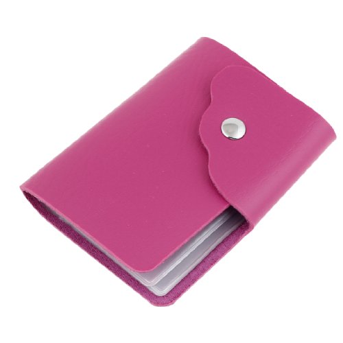 Ruilogod Tragbares Druckknopf Knopfverschluss 12 Stück Seiten Geschäft Identifikation-Kartenhalter Fuchsia von Ruilogod