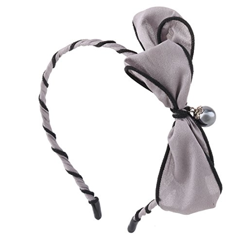 Ruilogod Tuch-Legierung Mädchen-Band Bowknots nachgemachte Perlen-Dekor-Haar-Band-Schwarz Grau von Ruilogod
