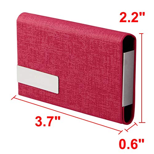 Ruilogod Unisex Office Work Faux Leder-Geschäftsname ID Kreditkarten-Fall-Box-Halter Organizer Magenta von Ruilogod