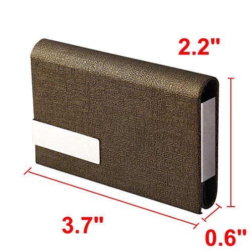 Ruilogod Unisex Office Work Faux Leder-Geschäftsname ID Kreditkarten-Fall-Kasten-Halter-Organizer-Bronze-Ton von Ruilogod
