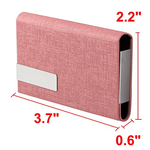Ruilogod Unisex Office Work Faux Leder-Geschäftsname ID Kreditkarten-Fall-Kasten-Halter-Organizer-Rosa von Ruilogod
