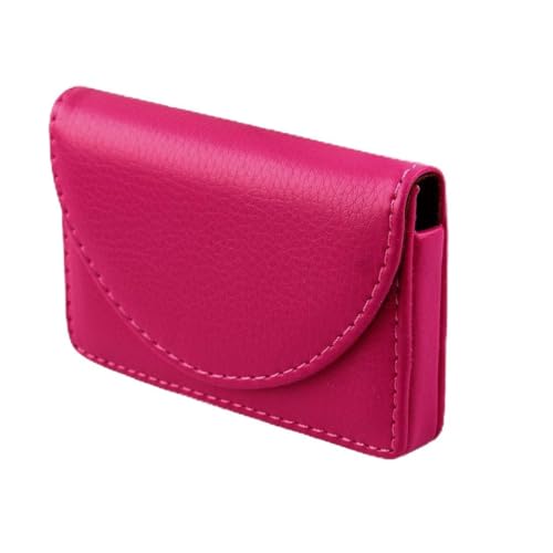 Ruilogod Unisex Travel Work Faux Leder-Geschäftsname ID Kreditkarten-Fall-Organizer Fuchsie von Ruilogod