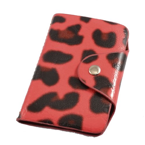 Ruilogod Watermelon-rote Kunst-Leder-Leopard-Muster-Bankkreditkarten-Fallhalter von Ruilogod