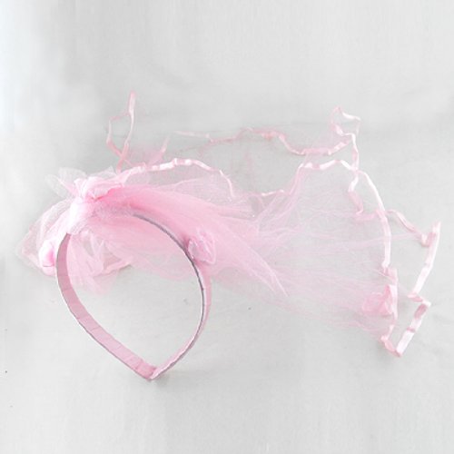 Ruilogod Weiß Perlen Dekor Haarband-Art-Rosa Tüll-Schleier für Mädchen von Ruilogod