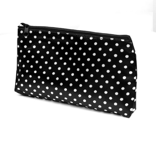 Ruilogod Weiße Polka-gedruckte gedruckte Reißverschluss-Make-up-Taschen-Tasche schwarz für Frauen von Ruilogod
