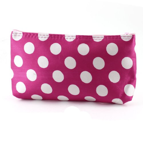 Ruilogod Weiße Punkte Reißverschluss Fuchsia Makeup-Taschen-Tasche für Damen von Ruilogod