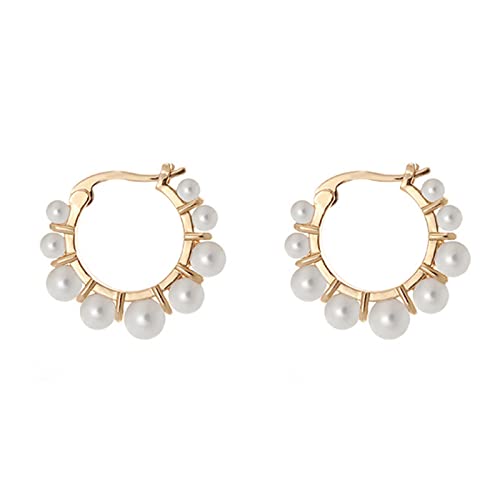 2 PCs European Imitation Pearl Temperament Ohrringe Damen Geometrische Big Hoop Ohrringe Trendy Schmuck von Ruiogoe