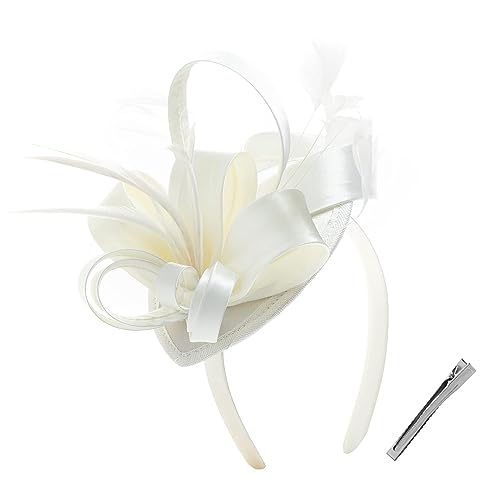 Eleganter Hochzeits-Fascinator mit Blumen-Pillendose für Make-up-Partys und Hochzeitsfeiern, Mrs. Maisel von Ruiogoe