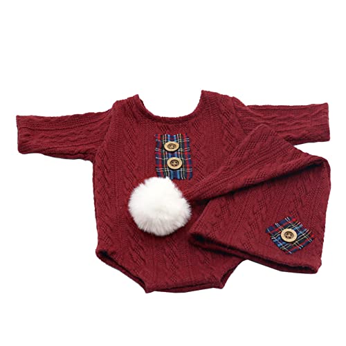 Ruiqas 2pcs Neugeborenes Weihnachten Fotografie Requisiten Outfits Baby Jungen Mädchen Fotografie Kostüm Langarm Strampler Hut von Ruiqas