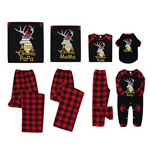 Ruiqas Weihnachtsfamilie Pyjama Passend zu Weihnachten Nachtwäsche Nachtwäsche Homewear Langarmhose Loungewear Sets für Mama Papa Kind Haustier von Ruiqas