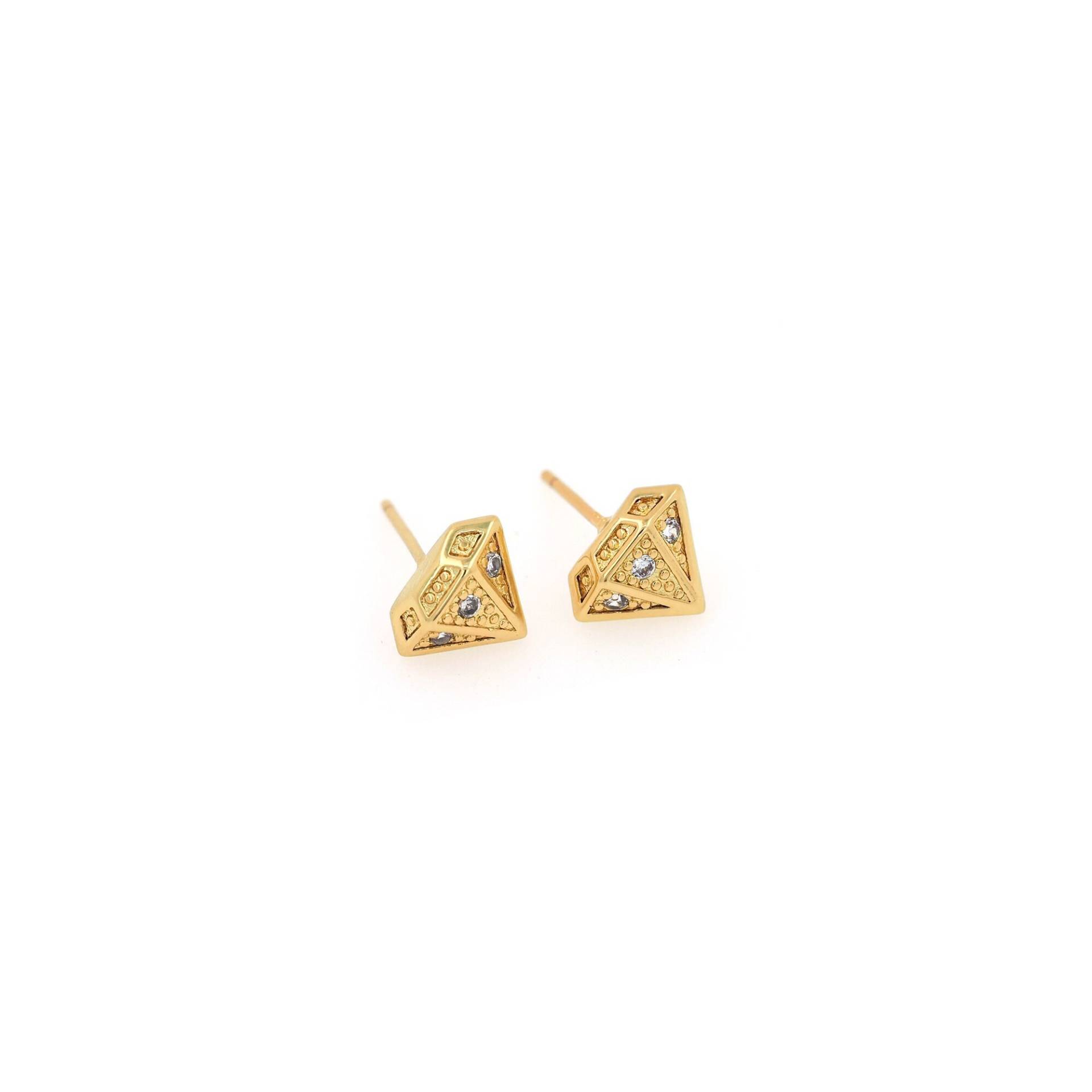 18K Gold Filled Diamant Ohrstecker, Zierliche Ohrringe, Charm, Mode Micropavé Cz Geschenk Für Sie, 8x10mm von RuishaJewelry