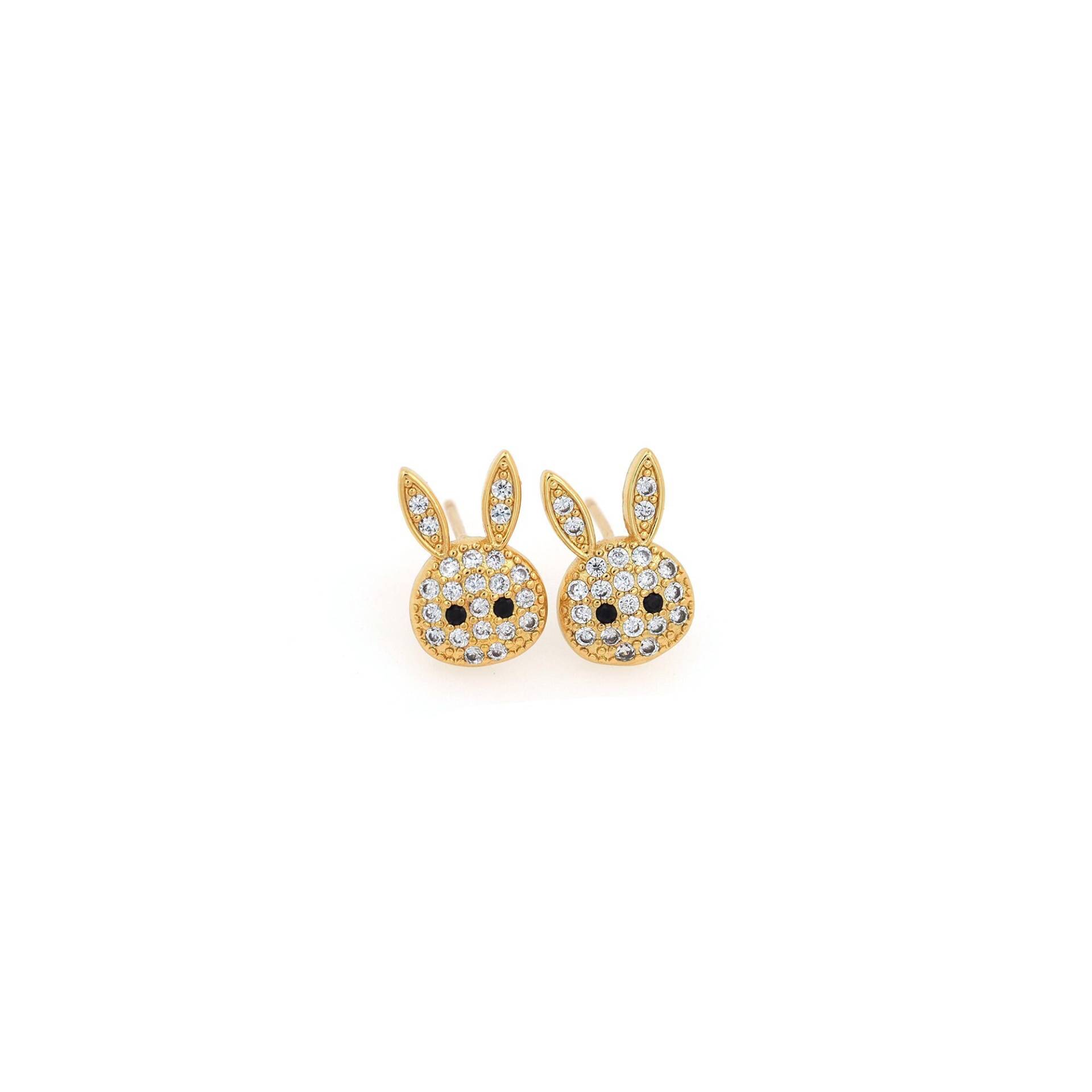 18K Gold Filled Kaninchen Ohrstecker, Zierliche Ohrstecker, Kleine Ohrstecker, Mode Ohrringe, Micropavé Cz Tier Ohrstecker, Geschenk Für Sie, 8 von RuishaJewelry