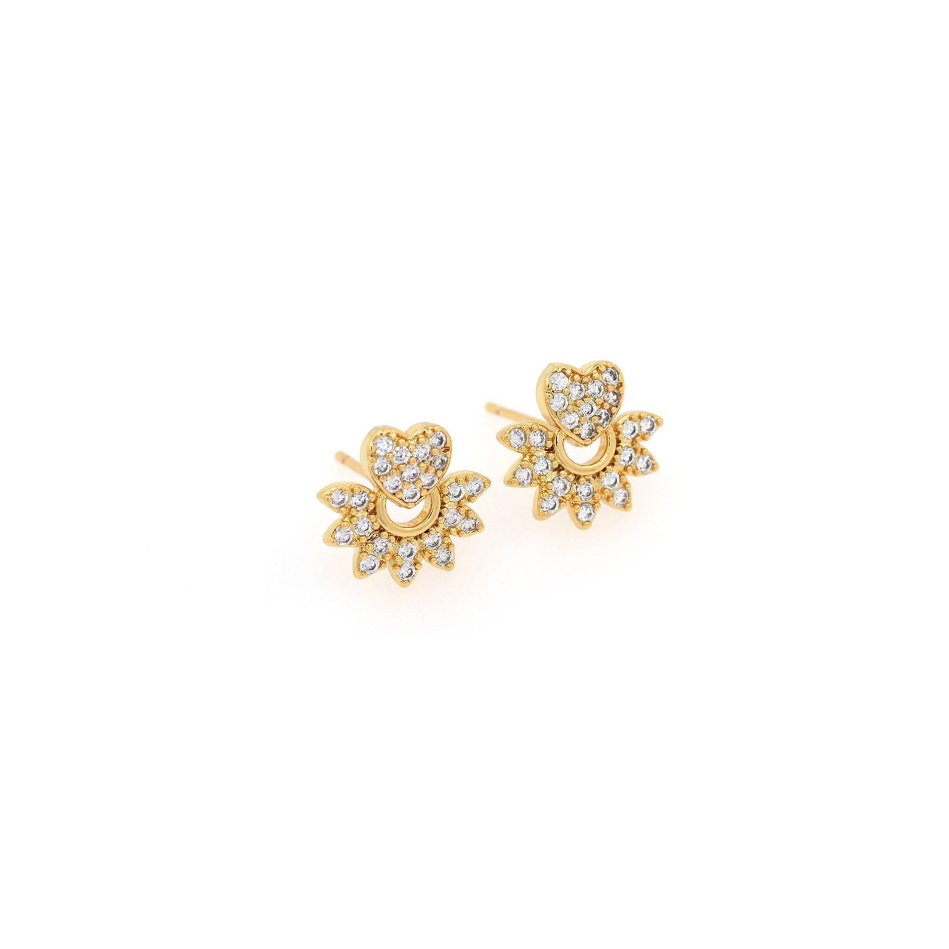 18K Gold Gefüllte Herz Ohrstecker, Zierliche Ohrringe, Anhänger, Mode Micropavé Cz Geschenk Für Sie, 11x12mm von RuishaJewelry