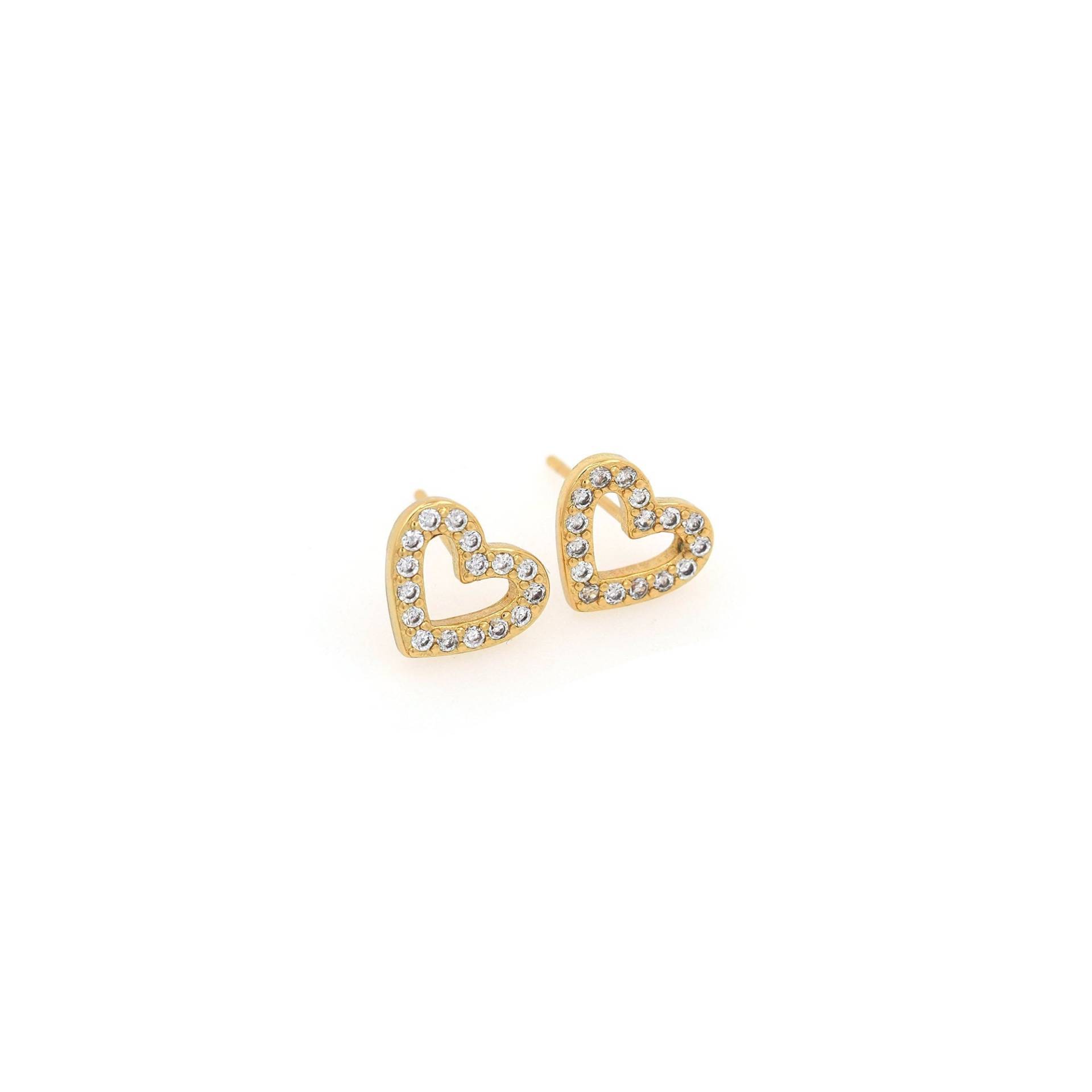 18K Gold Gefüllte Herz Ohrstecker, Zierliche Ohrringe, Anhänger, Mode Micropavé Cz Geschenk Für Sie, 9x10.5mm von RuishaJewelry