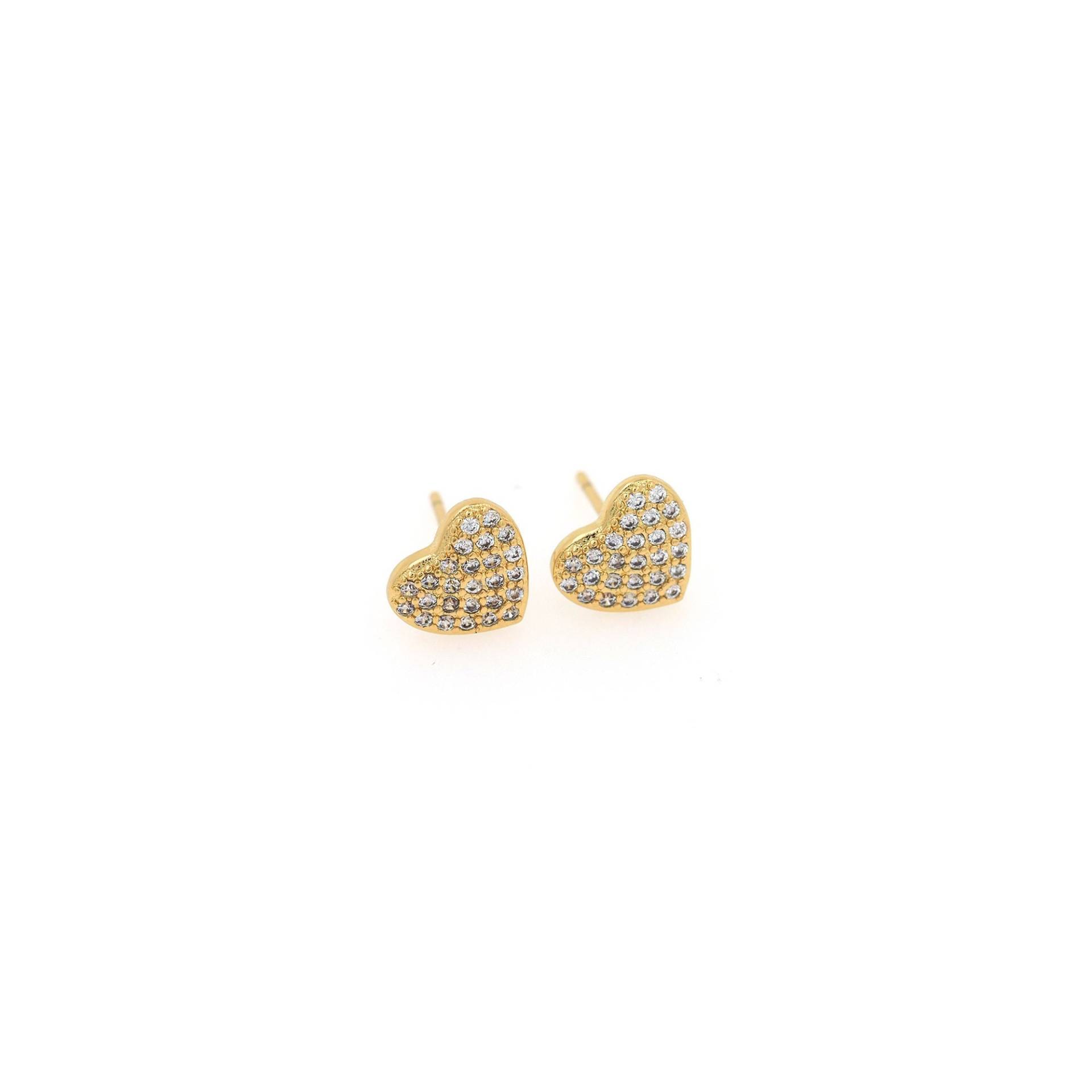 18K Gold Gefüllte Herz Ohrstecker, Zierliche Ohrringe, Anhänger, Mode Micropavé Cz Love Geschenk Für Sie, 8x8mm von RuishaJewelry