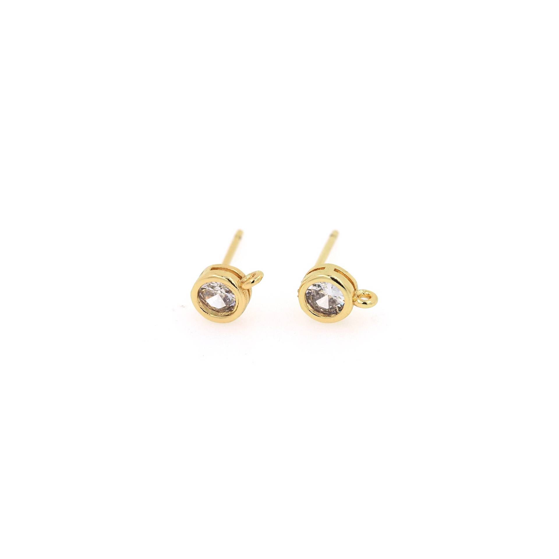 Zirkon Ohrstecker，18K Gold Filled Runde Ohrstecker, Zierliche Ohrringe, Micropavé Cz Runder Geschenk Für Sie, 5x15, 3mm von RuishaJewelry