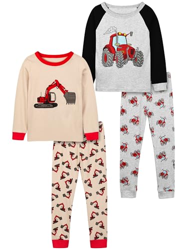 Ruisita 2-teiliges Kinder-Jungen Langarm Baumwoll-Winterhemd und Hose weiche Baumwollkleidung mit Dinosaurier Traktor Weltraum-Motiv von Ruisita
