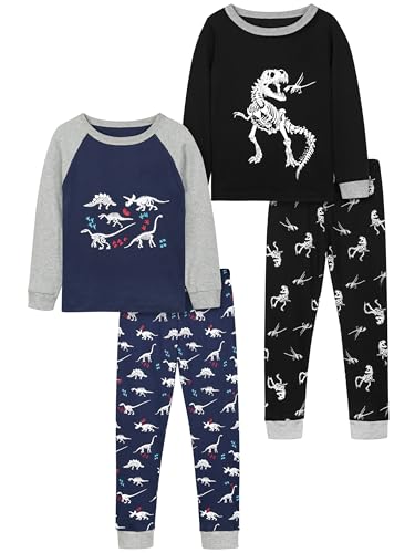 Ruisita 2-teiliges Kinder-Jungen Langarm Baumwoll-Winterhemd und Hose weiche Baumwollkleidung mit Dinosaurier Traktor Weltraum-Motiv von Ruisita