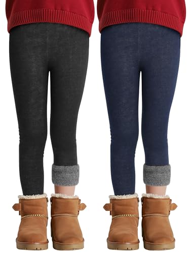Ruisita 2er Pack Thermo Leggings Mädchen Gefütterte Winter Leggins Mit Fleece Kinder High Waist Thermounterwäsche Dicke Warm Lange Hose Strumpfhose von Ruisita