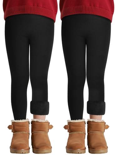 Ruisita 2er Pack Thermo Leggings Mädchen Gefütterte Winter Leggins Mit Fleece Kinder High Waist Thermounterwäsche Dicke Warm Lange Hose Strumpfhose von Ruisita