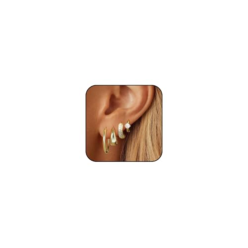 RUISPEED 14K Vergoldete Kleine Creolen Ohrringe für Damen Leicht Hypoallergen Huggie Gold Hoop Earrings Set für Multiple Piercings Schmuck von Ruispeed
