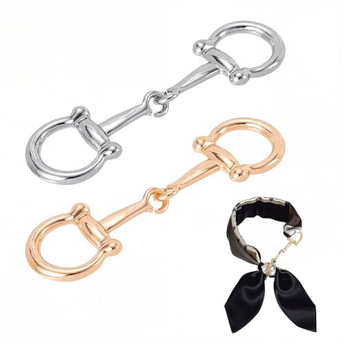 RUISPEED 2er Set Metall Scarf Clips im Horsebit-Design, stilvolle Schalringe in Gold & Silber – ideal als Pullover Clip, Kragenverschluss, Accessoire für Damenblusen, Kleider & Schals RUISPEED 2er Set Metall Scarf Clips im Horsebit-Design, stilvolle Schalringe in Gold & Silber – ideal als Pullover Clip, Kragenverschluss, Accessoire für Damenblusen, Kleider & Schals von Ruispeed