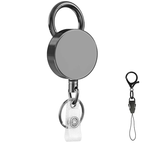 RUISPEED Metall Einziehbarer Schlüsselanhänger mit Dyneema-Kordel – Ideal als ID-Kartenhalter oder Name Card Reel für Büro und Unterwegs von Ruispeed