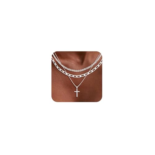 Ruispeed 14K Echtes Gold Kreuzkette Damen Stapelbare Halskette mit Anhänger in Layering Optik Wasserfeste Goldkette Ideal als Geschenk für Frauen & Mädchen von Ruispeed