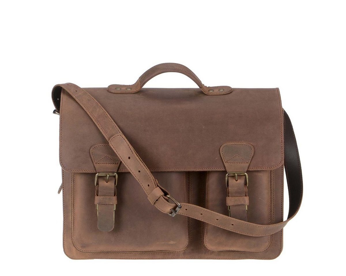 Ruitertassen Aktentasche Classic Adult, 40 cm Lehrertasche mit 2 Fächern, Schultasche, dickes rustikales Leder von Ruitertassen