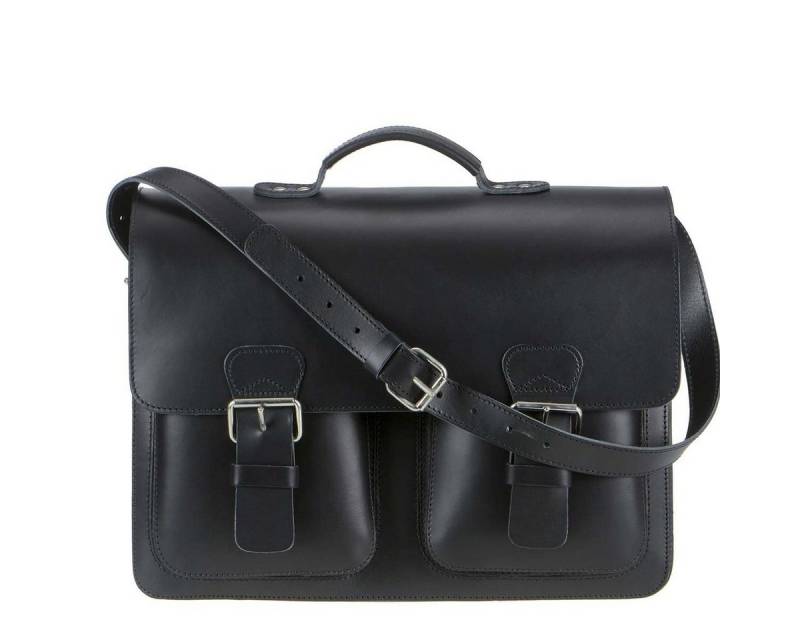 Ruitertassen Aktentasche "Classic Adult" Damen Herren 42x32cm mit 3 Fächern, 42 cm Lehrertasche mit 3 Fächern, Schultasche, Leder in schwarz von Ruitertassen